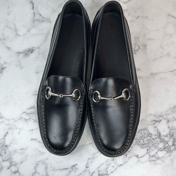 T.B. Phelps Black Leather Horsebit Driving Loafer 8 - Picture 1 of 6